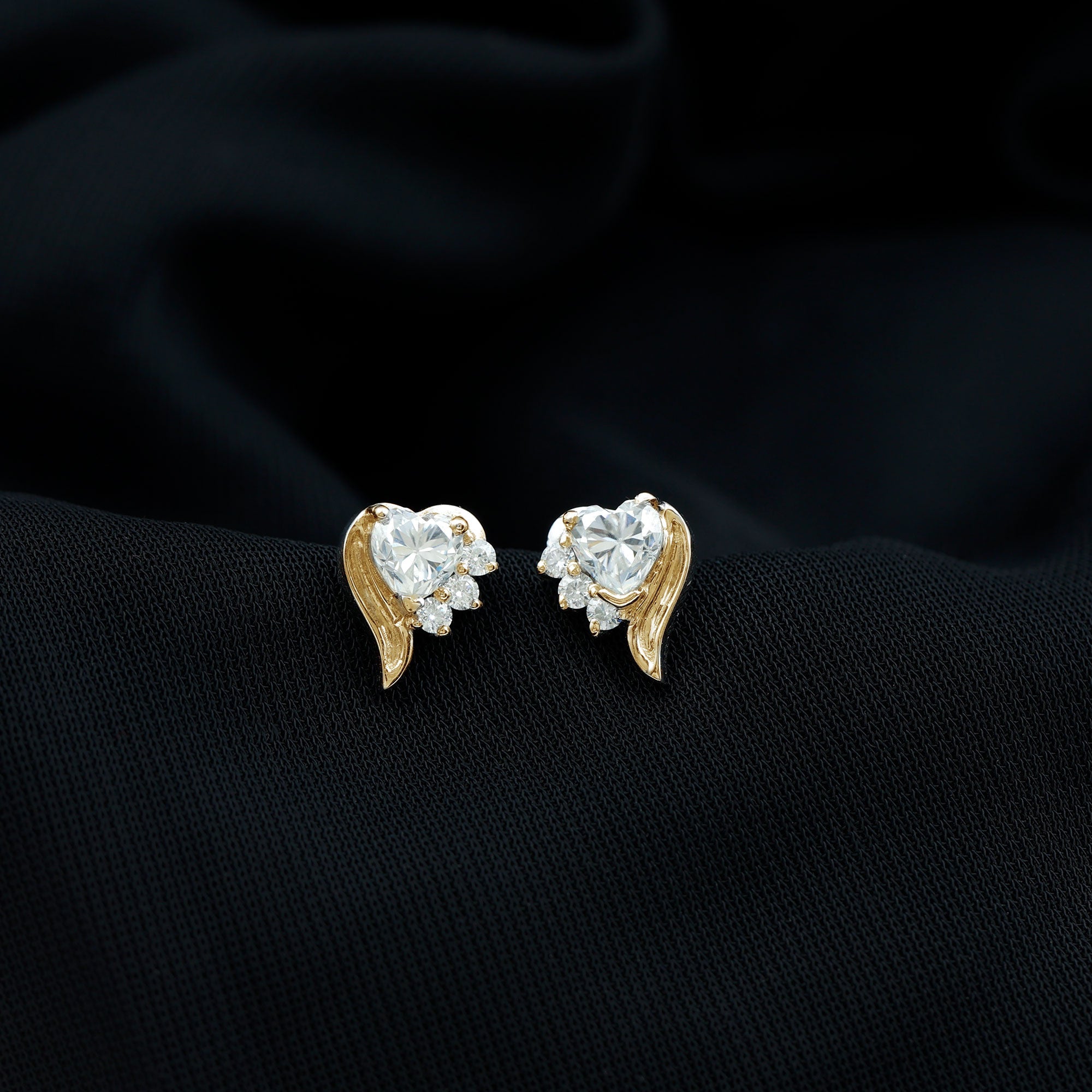 Heart Shape Moissanite Stud Earrings with Screw Back