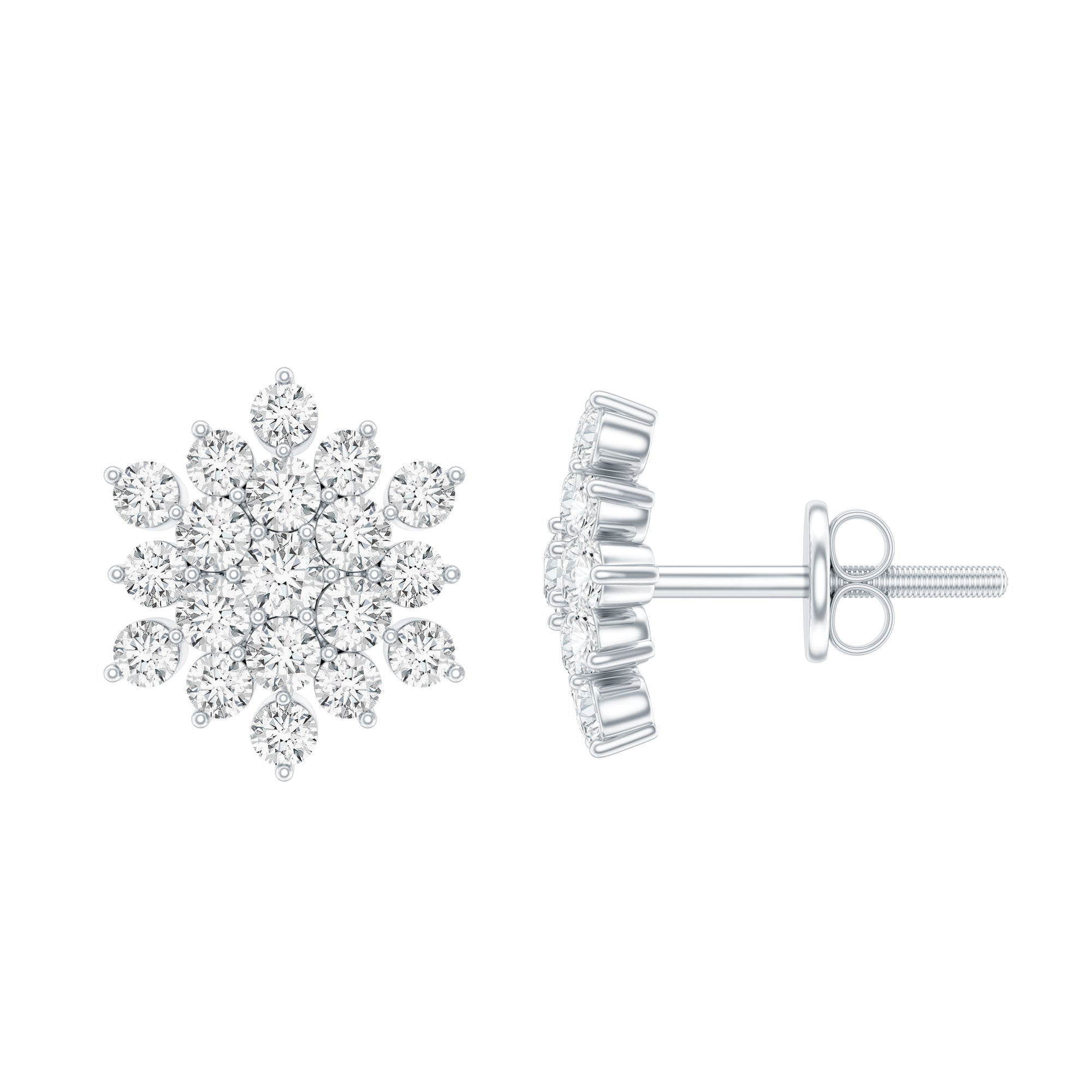 Certified Moissanite Cluster Stud Earrings for Women