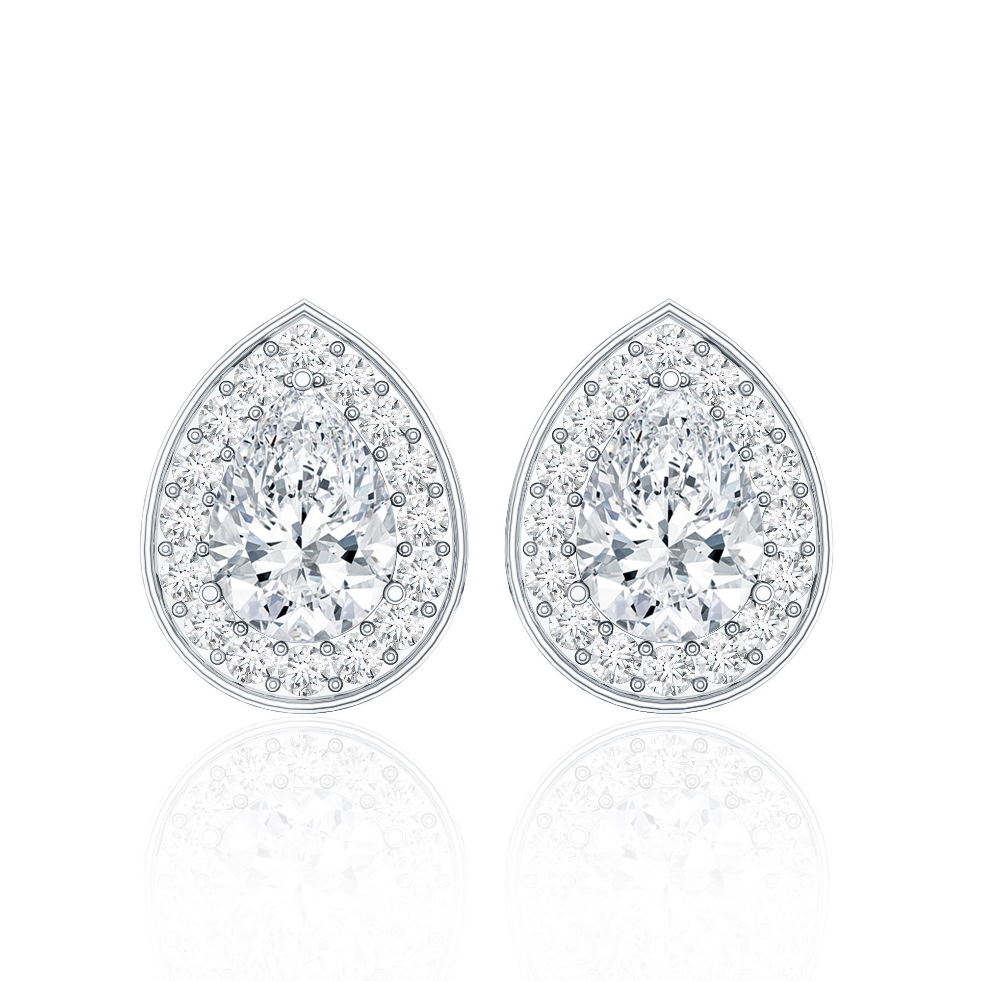Certified Pear Shape Moissanite Teardrop Earrings with Halo