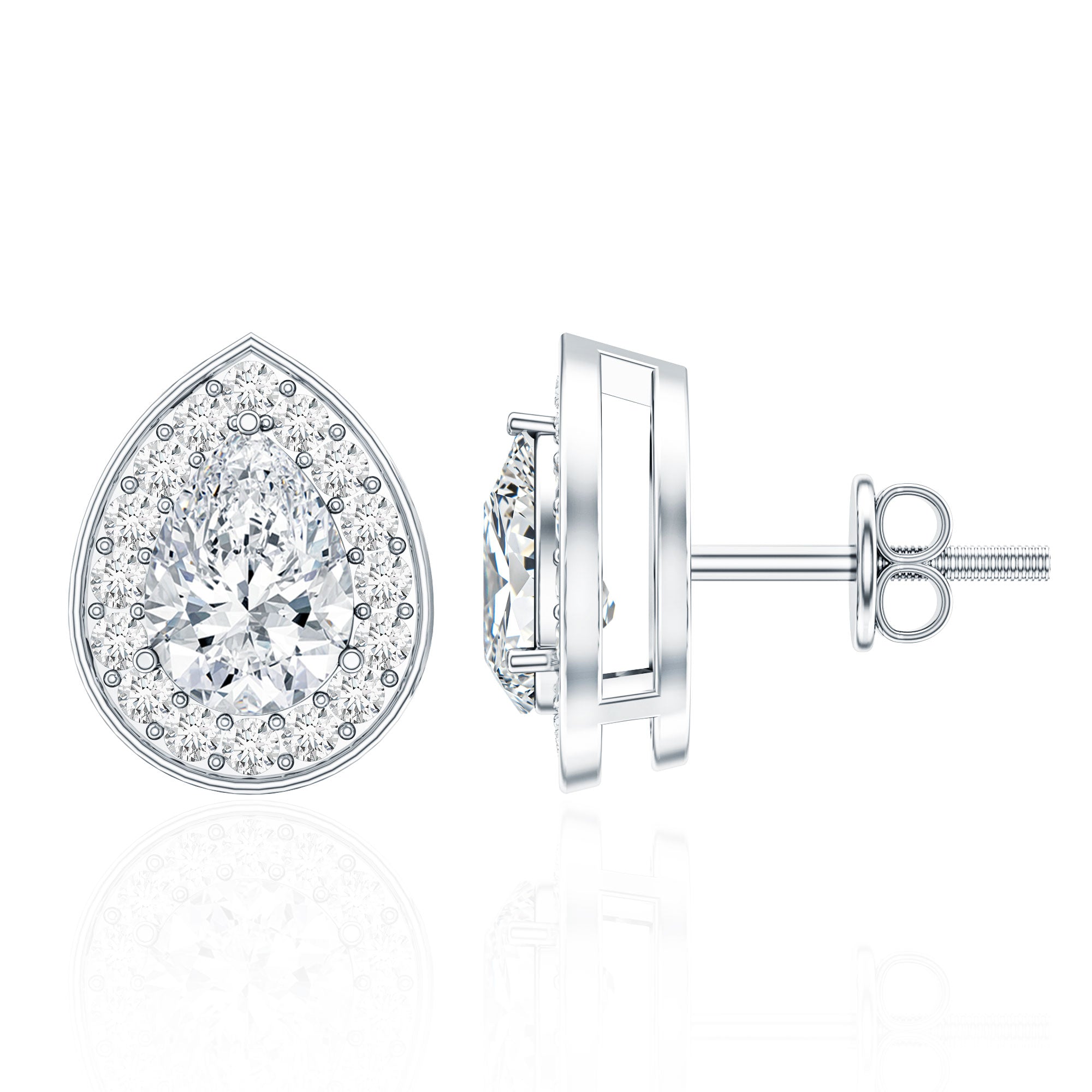Certified Pear Shape Moissanite Teardrop Earrings with Halo