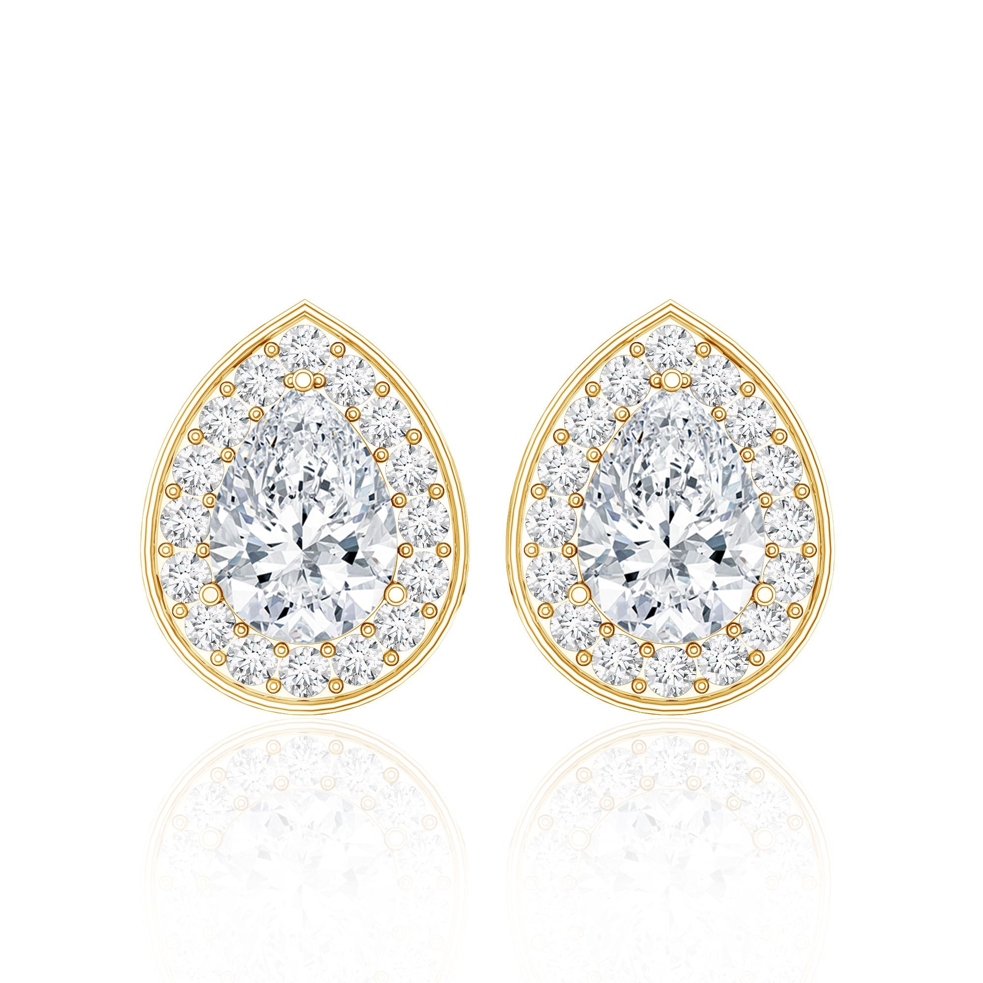 Certified Pear Shape Moissanite Teardrop Earrings with Halo