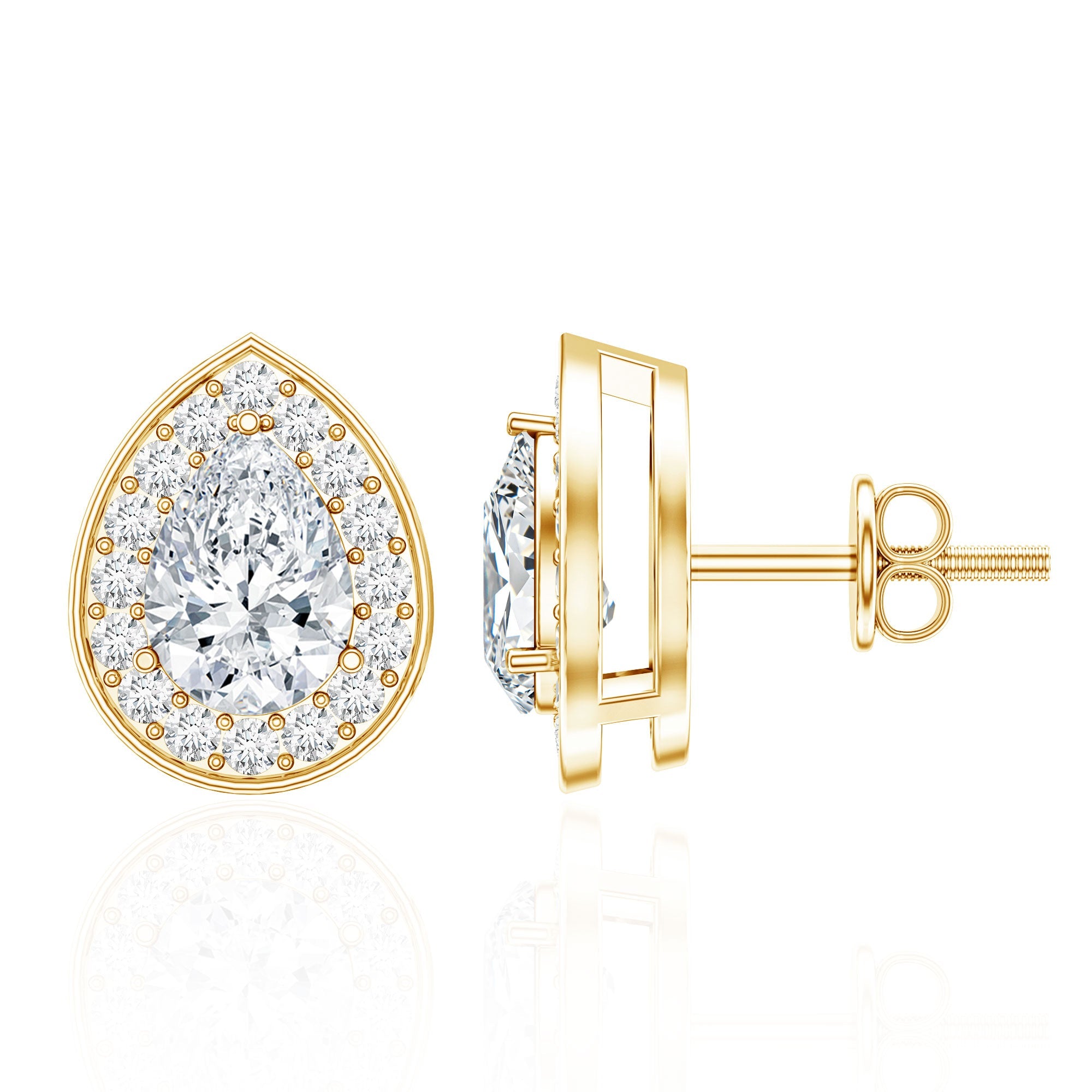 Certified Pear Shape Moissanite Teardrop Earrings with Halo
