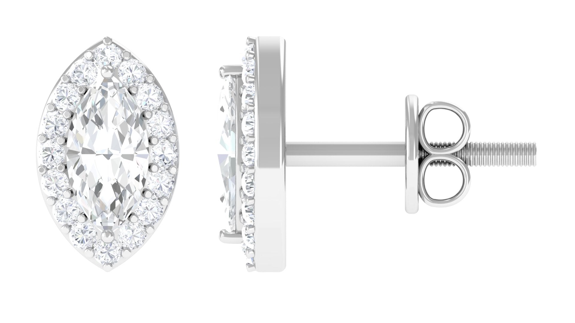 Certified Marquise Moissanite Stud Earrings with Halo