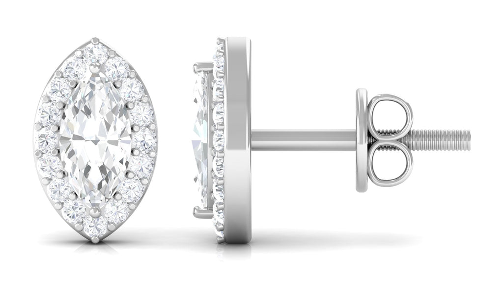 Certified Marquise Moissanite Stud Earrings with Halo