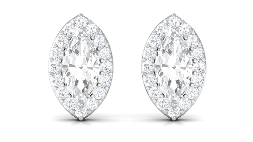 Certified Marquise Moissanite Stud Earrings with Halo
