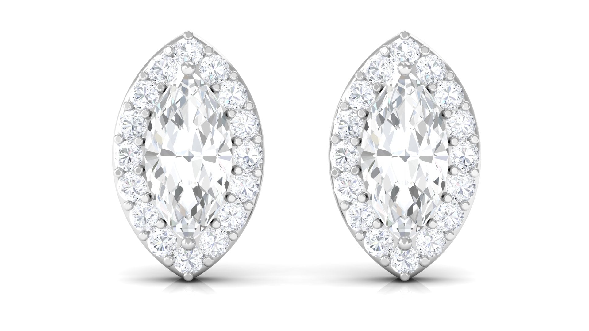 Certified Marquise Moissanite Stud Earrings with Halo