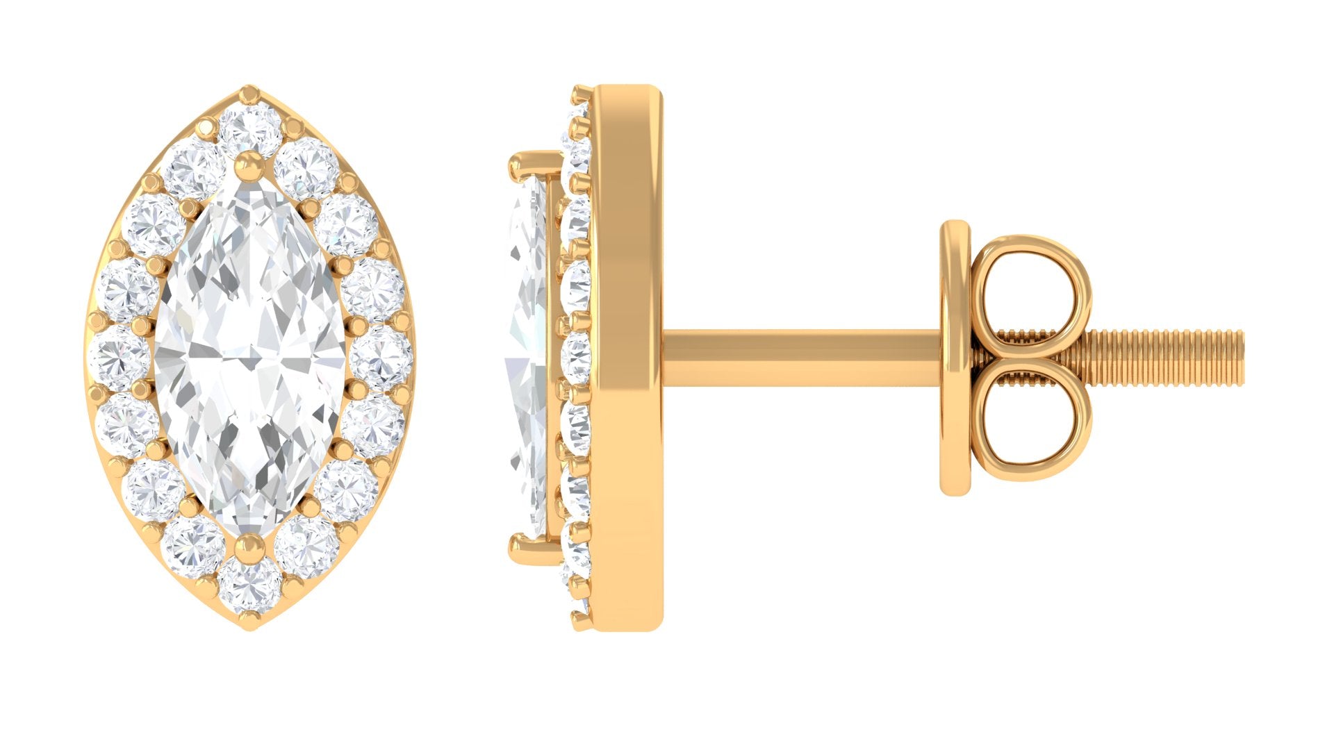 Certified Marquise Moissanite Stud Earrings with Halo