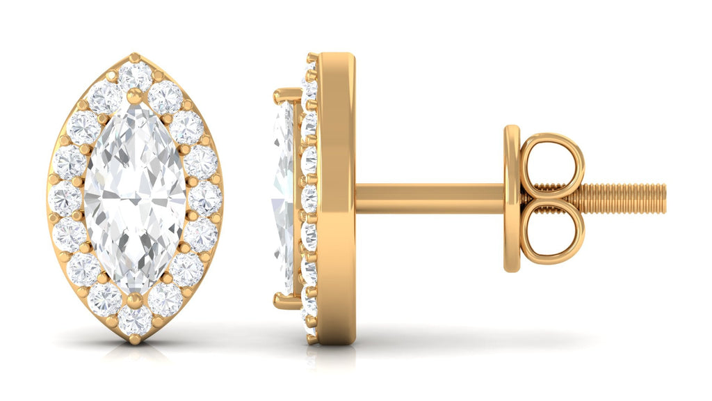 Certified Marquise Moissanite Stud Earrings with Halo