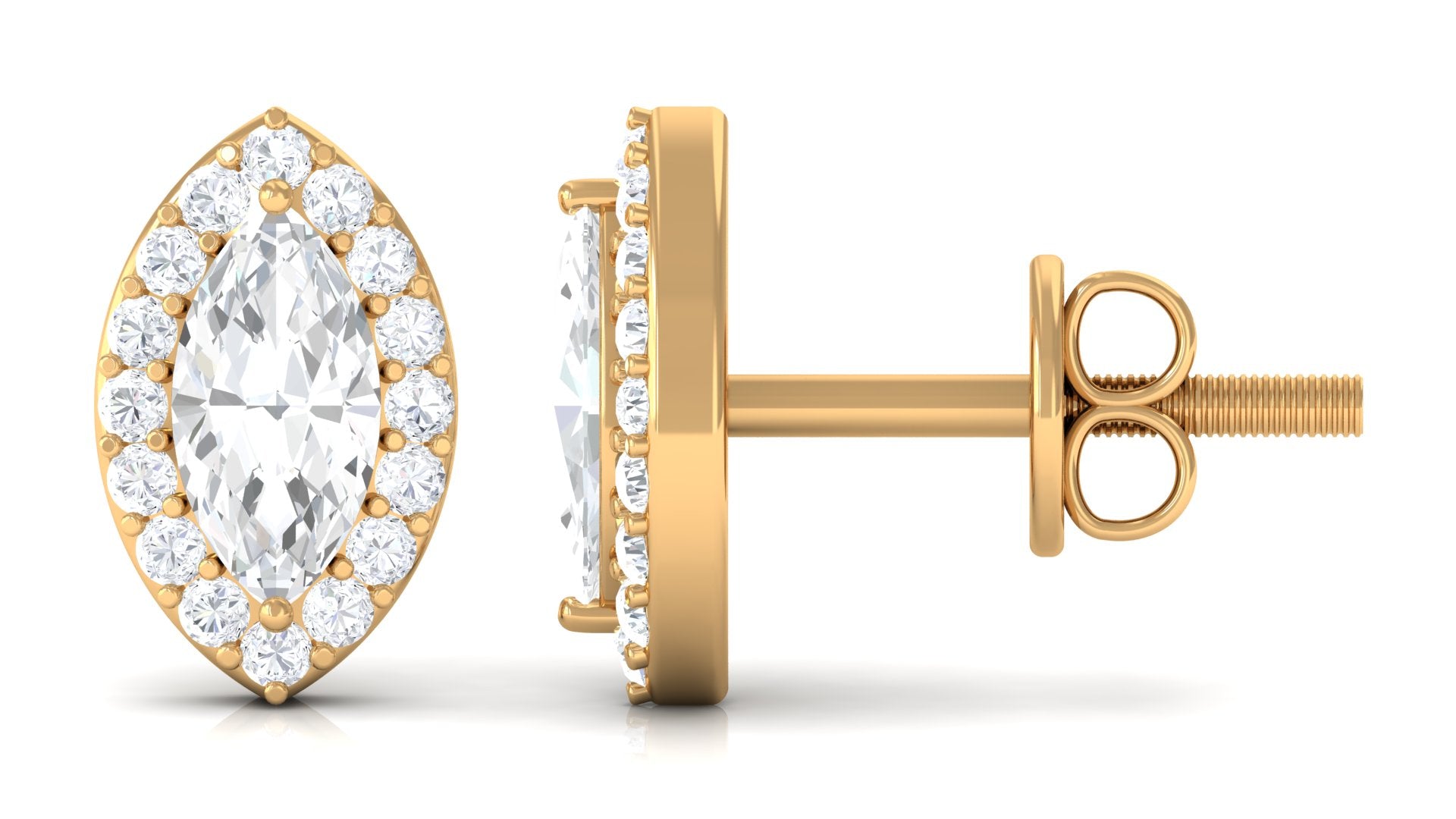 Certified Marquise Moissanite Stud Earrings with Halo