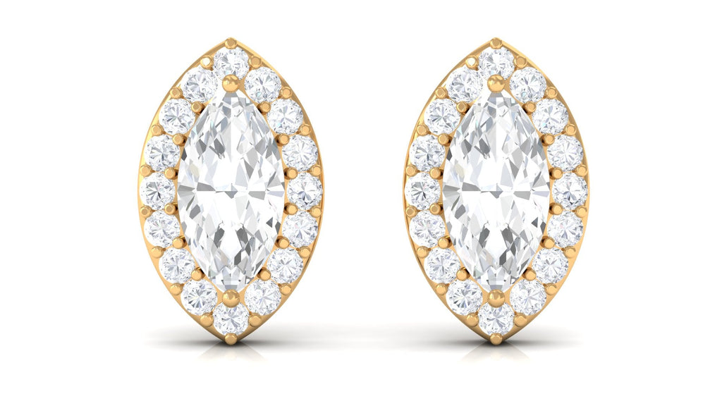 Certified Marquise Moissanite Stud Earrings with Halo