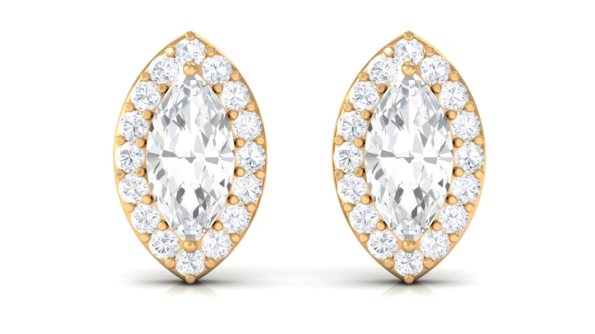 Certified Marquise Moissanite Stud Earrings with Halo