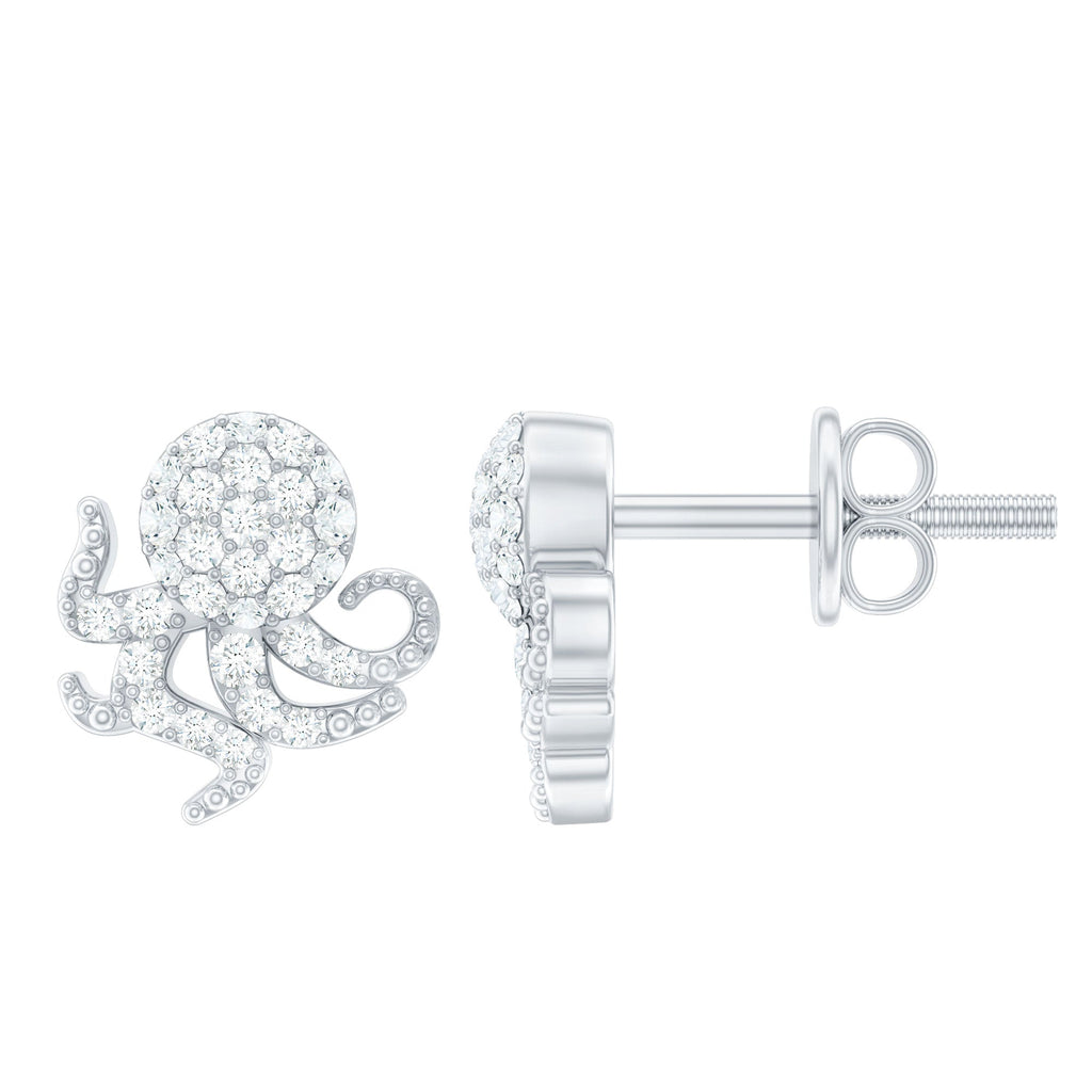 Real Diamond Octopus Stud Earrings for Women