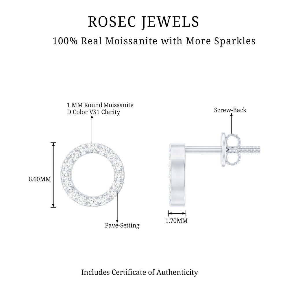 Round Cut Moissanite Eternity Stud Earrings with Screw Back