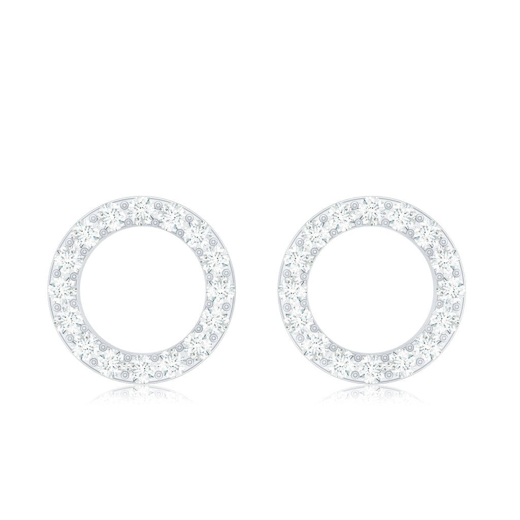 Round Cut Moissanite Eternity Stud Earrings with Screw Back