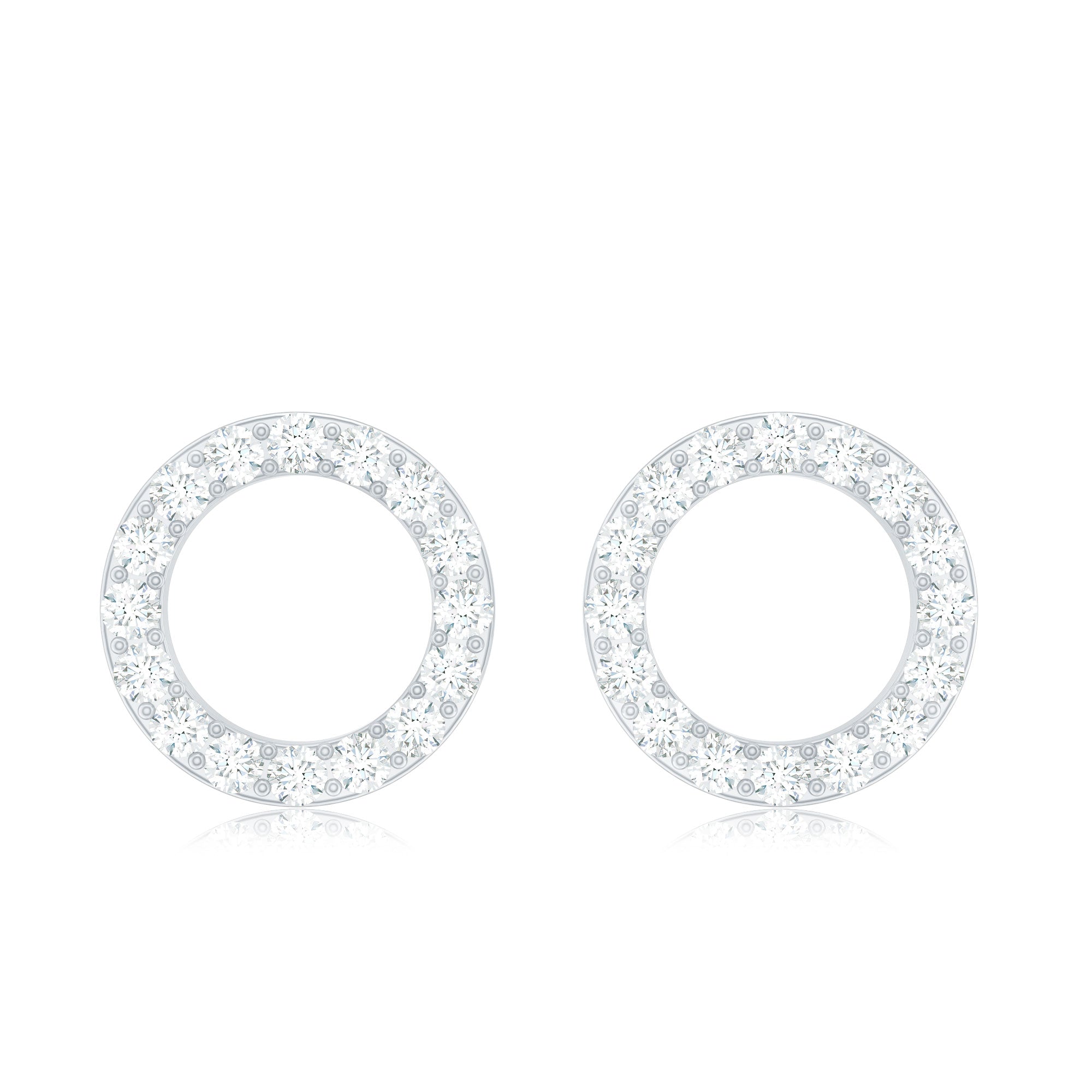 Round Cut Moissanite Eternity Stud Earrings with Screw Back