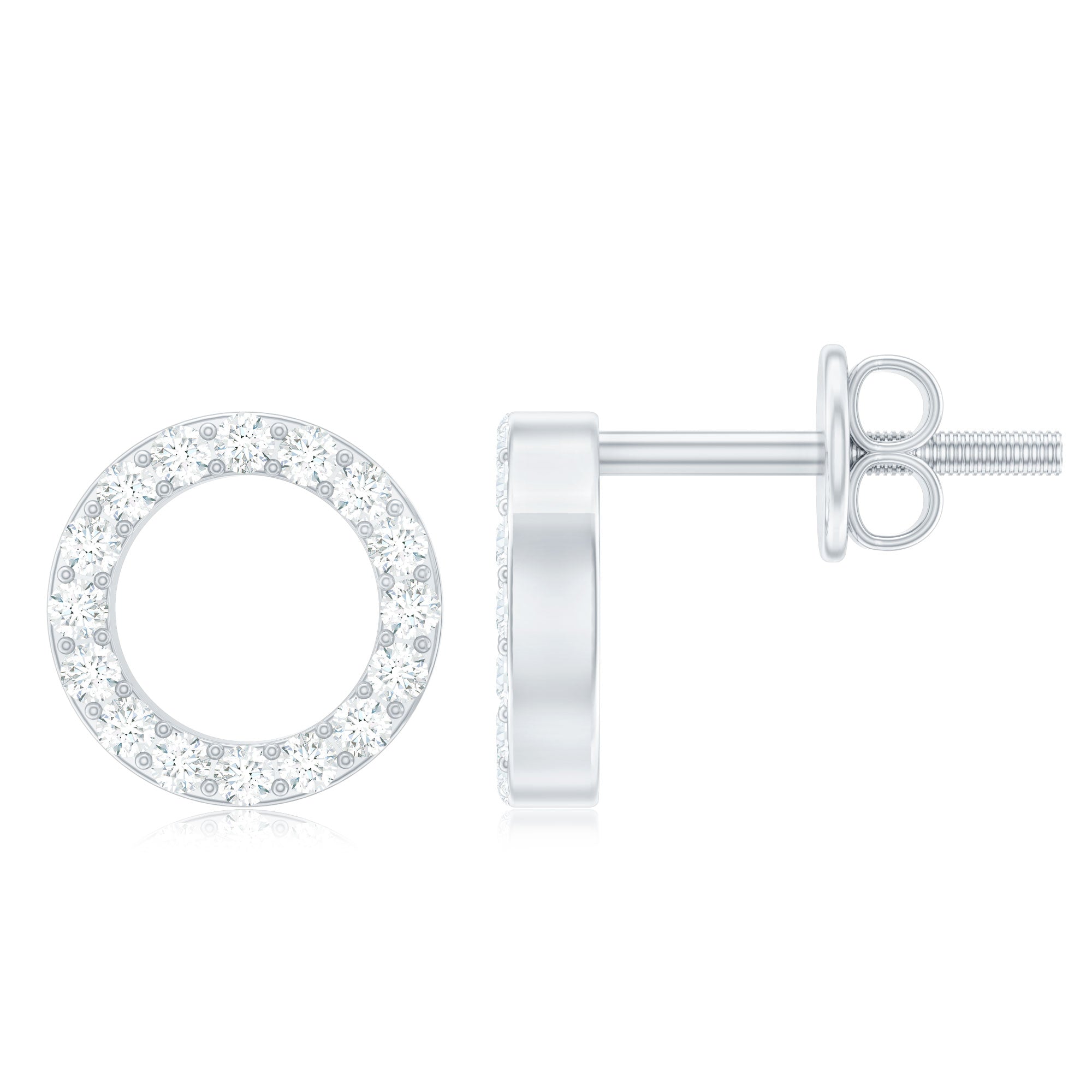 Round Cut Moissanite Eternity Stud Earrings with Screw Back