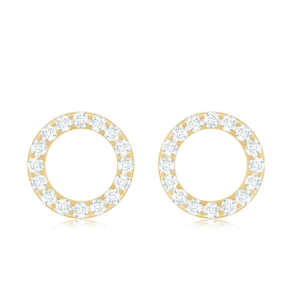 Round Cut Moissanite Eternity Stud Earrings with Screw Back