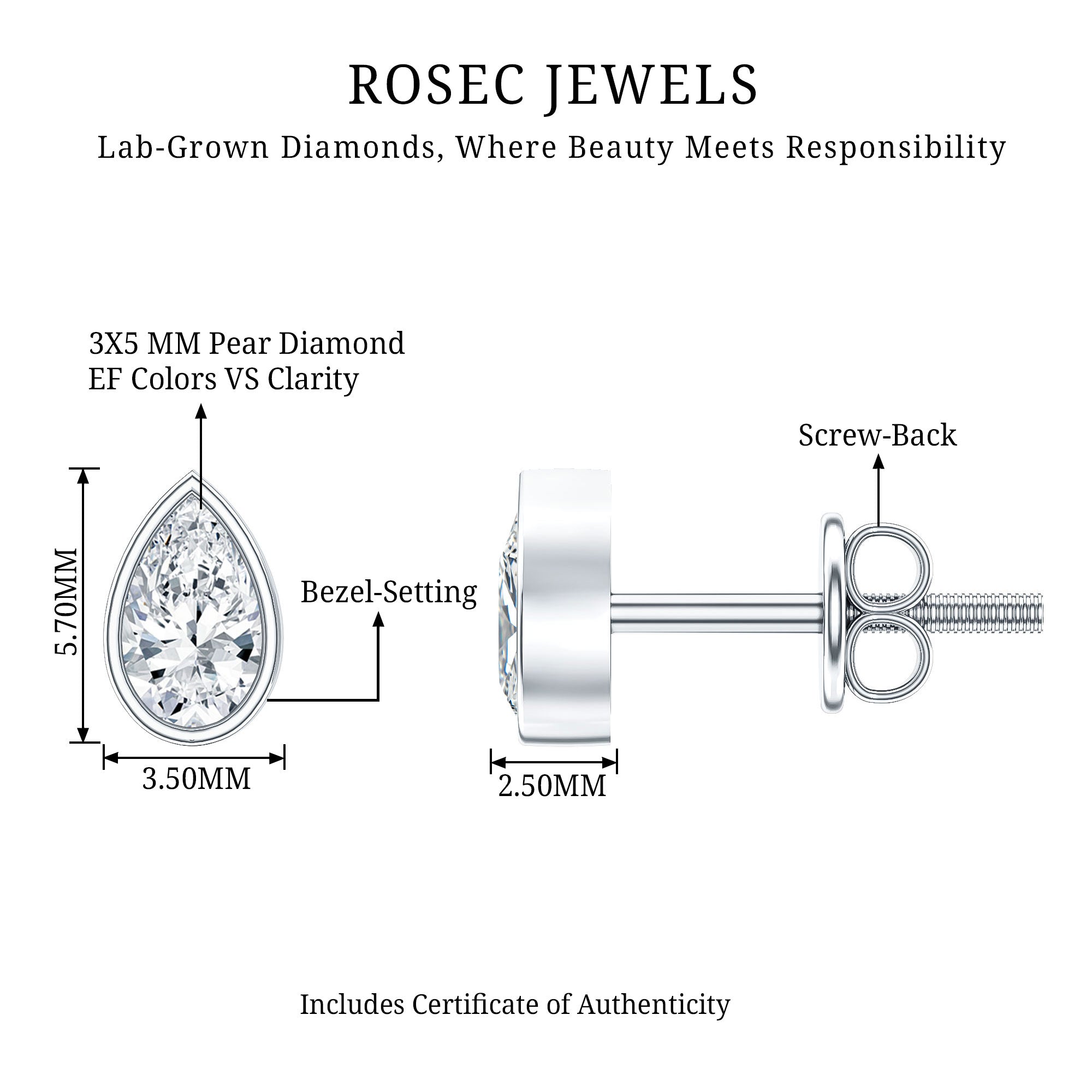 Bezel Set Diamond Tiny Stud Earrings