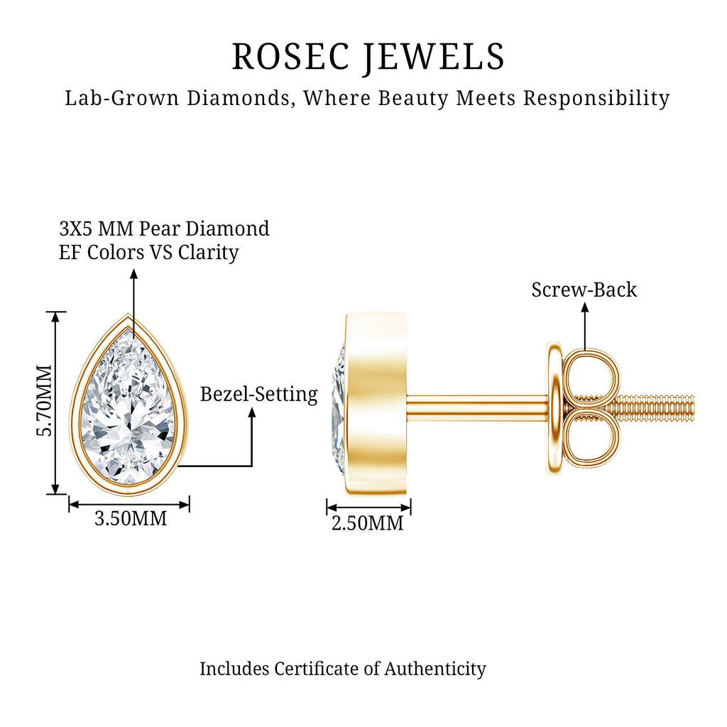 Bezel Set Diamond Tiny Stud Earrings