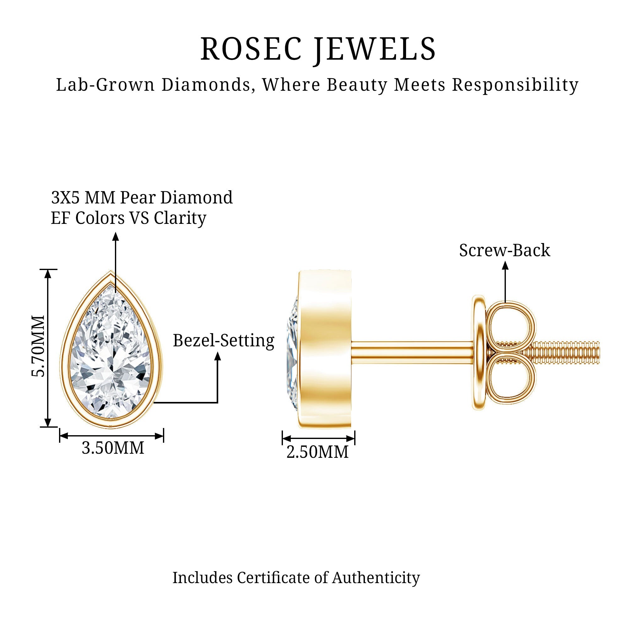Bezel Set Diamond Tiny Stud Earrings
