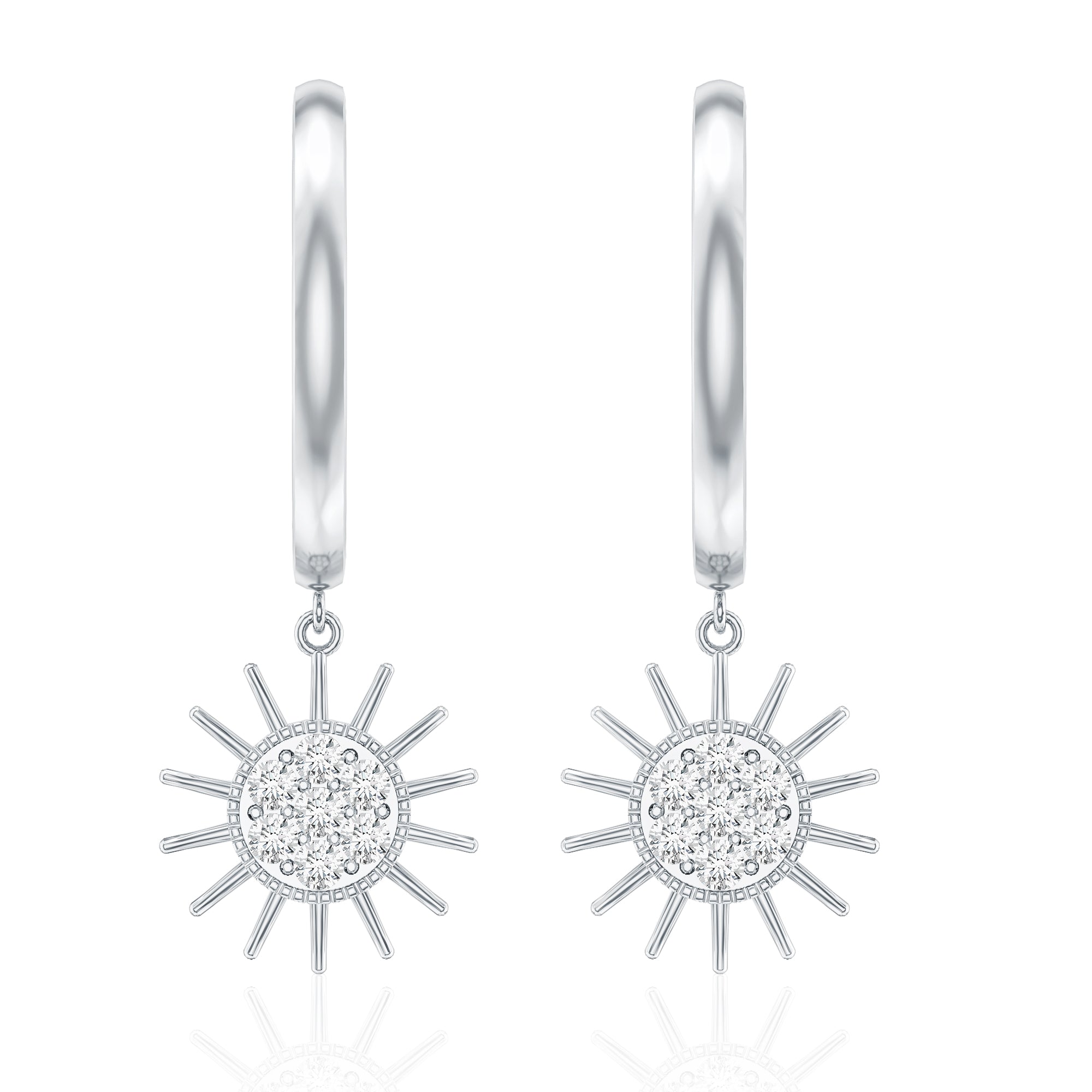 Certified Diamond Sunburst Hoop Earrings