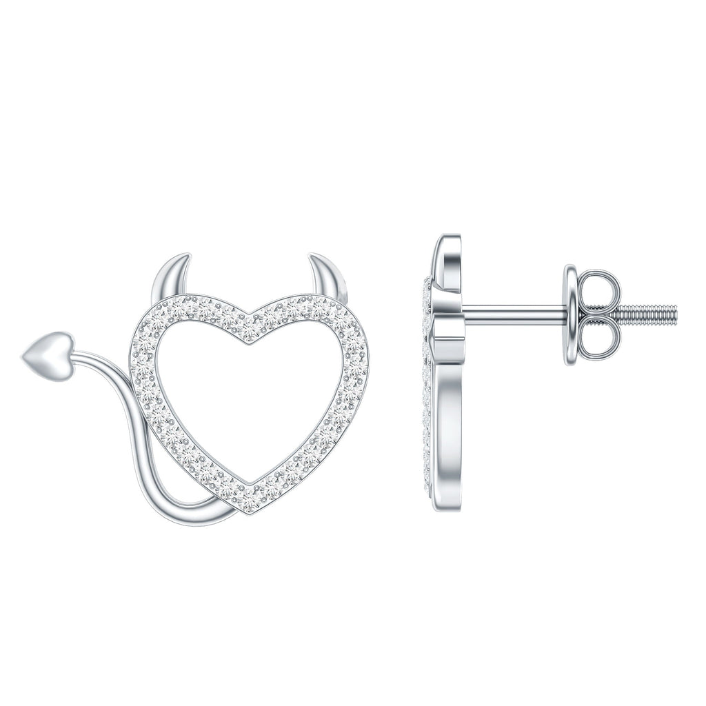 Round Diamond Devil Heart Earrings