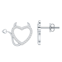 Round Diamond Open Heart Devil stud Earrings