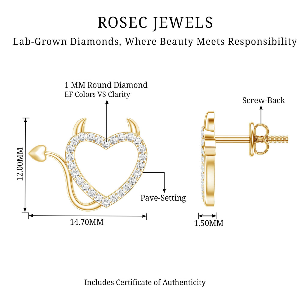 Round Diamond Devil Heart Earrings