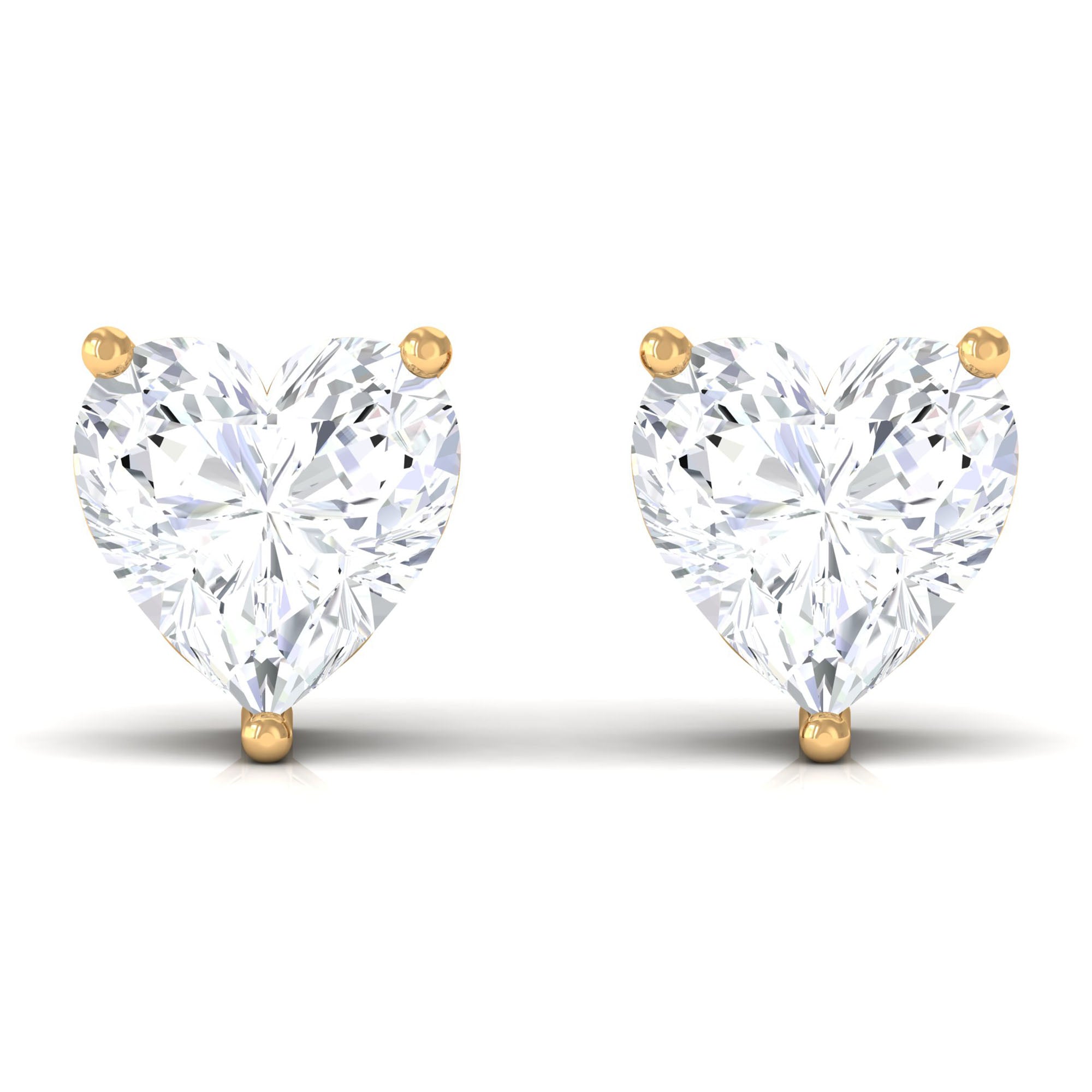 Certified Real Diamond Heart Shaped Earrings with Screw Back