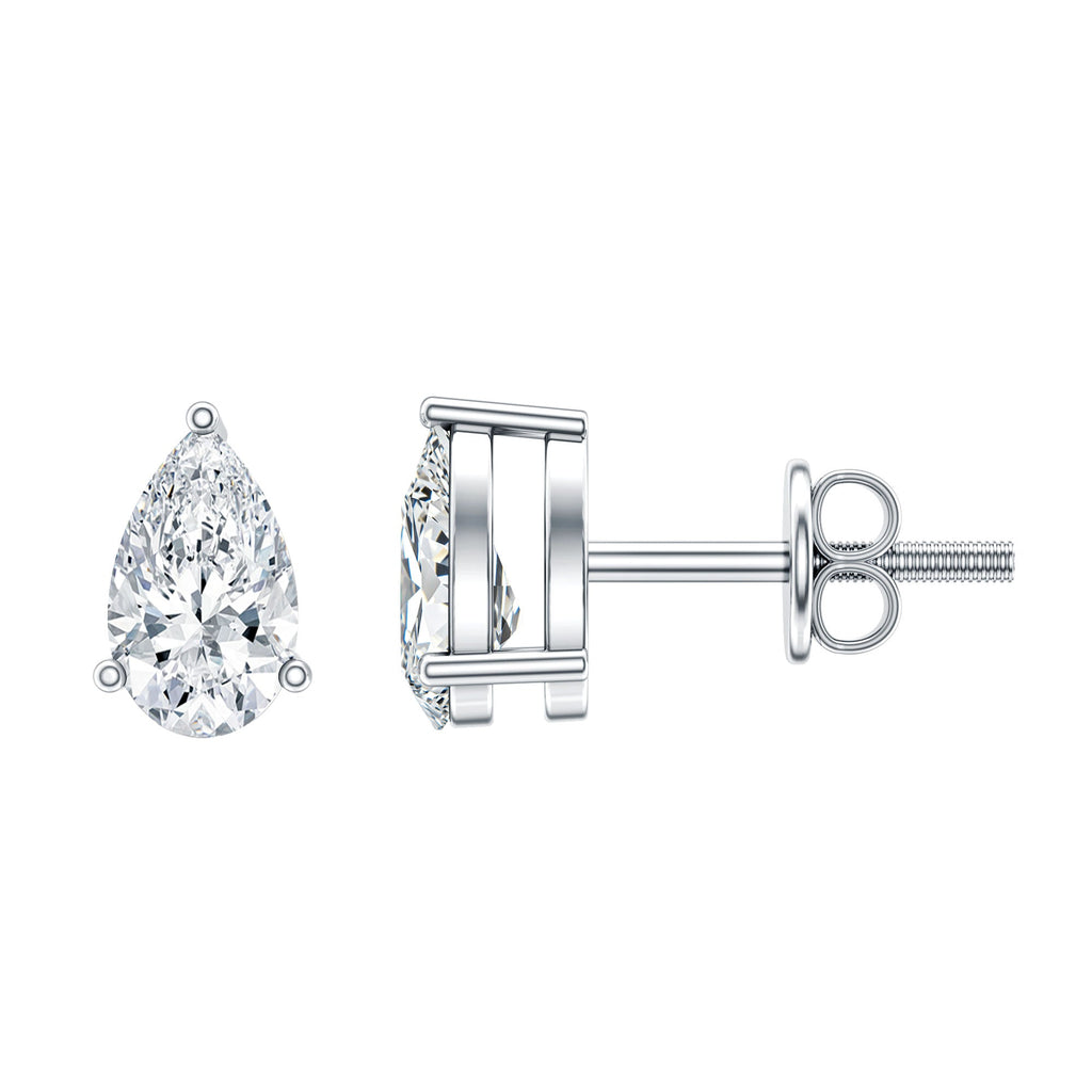 Pear Cut Diamond Solitaire Stud Earrings