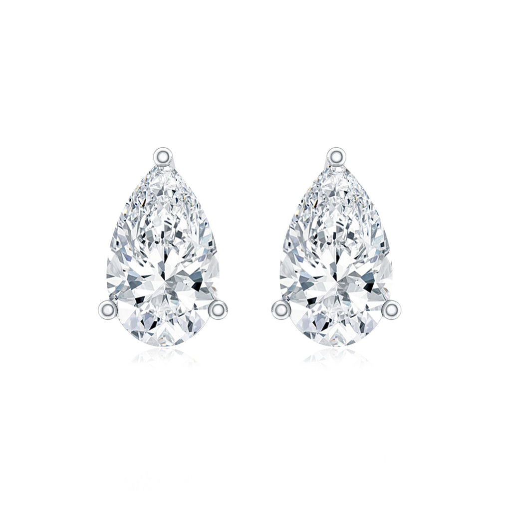 Pear Cut Diamond Solitaire Stud Earrings