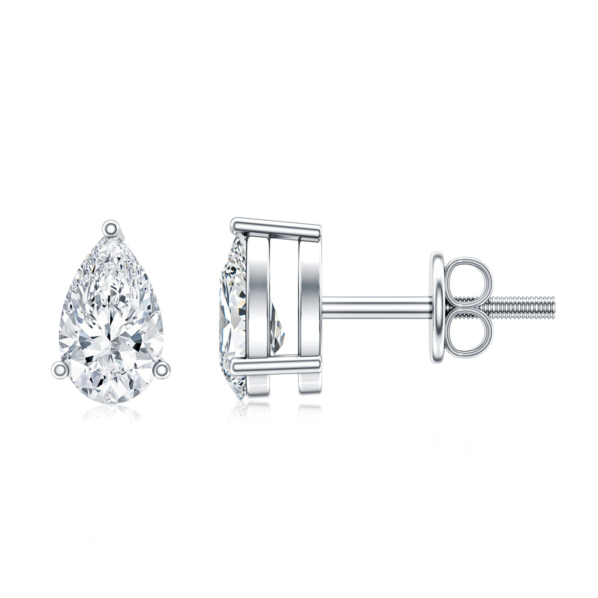 Pear Cut Diamond Solitaire Stud Earrings