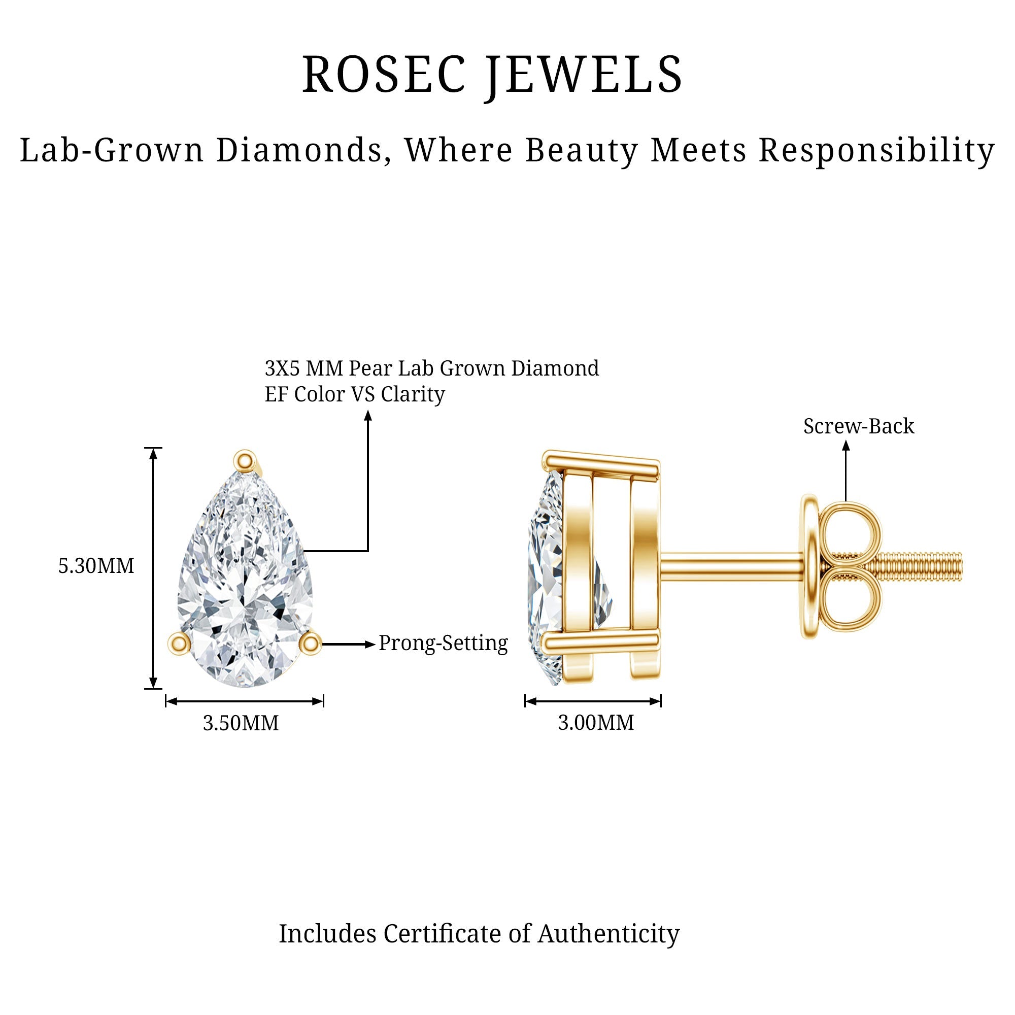 Pear Cut Diamond Solitaire Stud Earrings