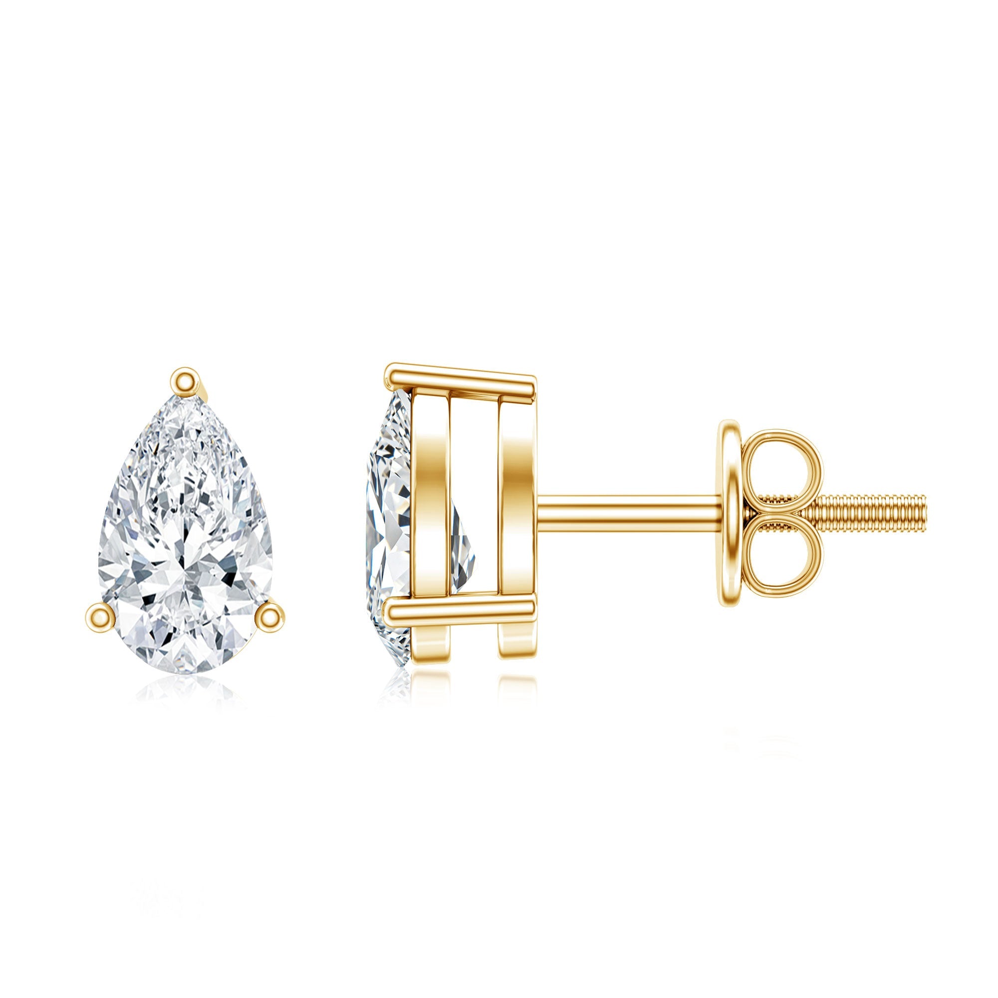 Pear Cut Diamond Solitaire Stud Earrings