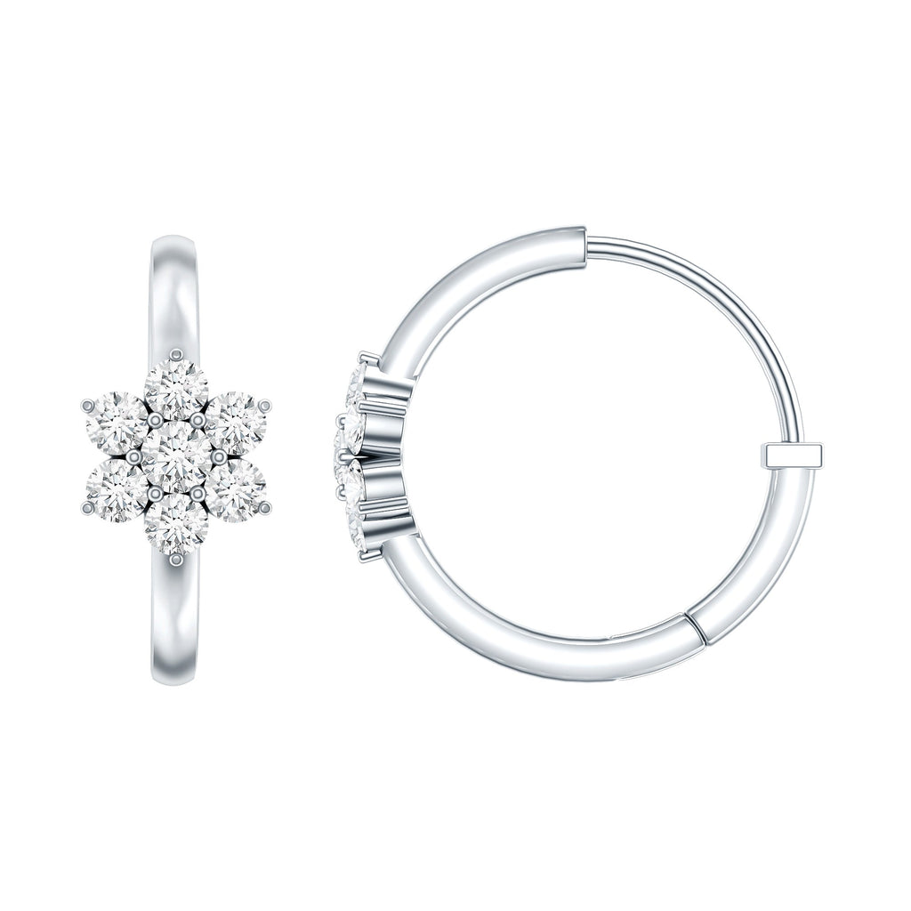 Diamond Flower Hoop Earrings For Her