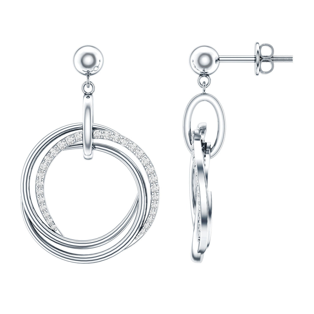 Round Cut Diamond Drop Earring with Screw Back Closure