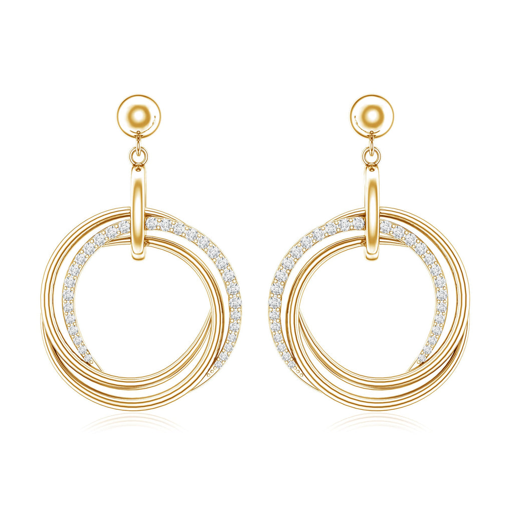 Round Cut Diamond Drop Earring with Screw Back Closure