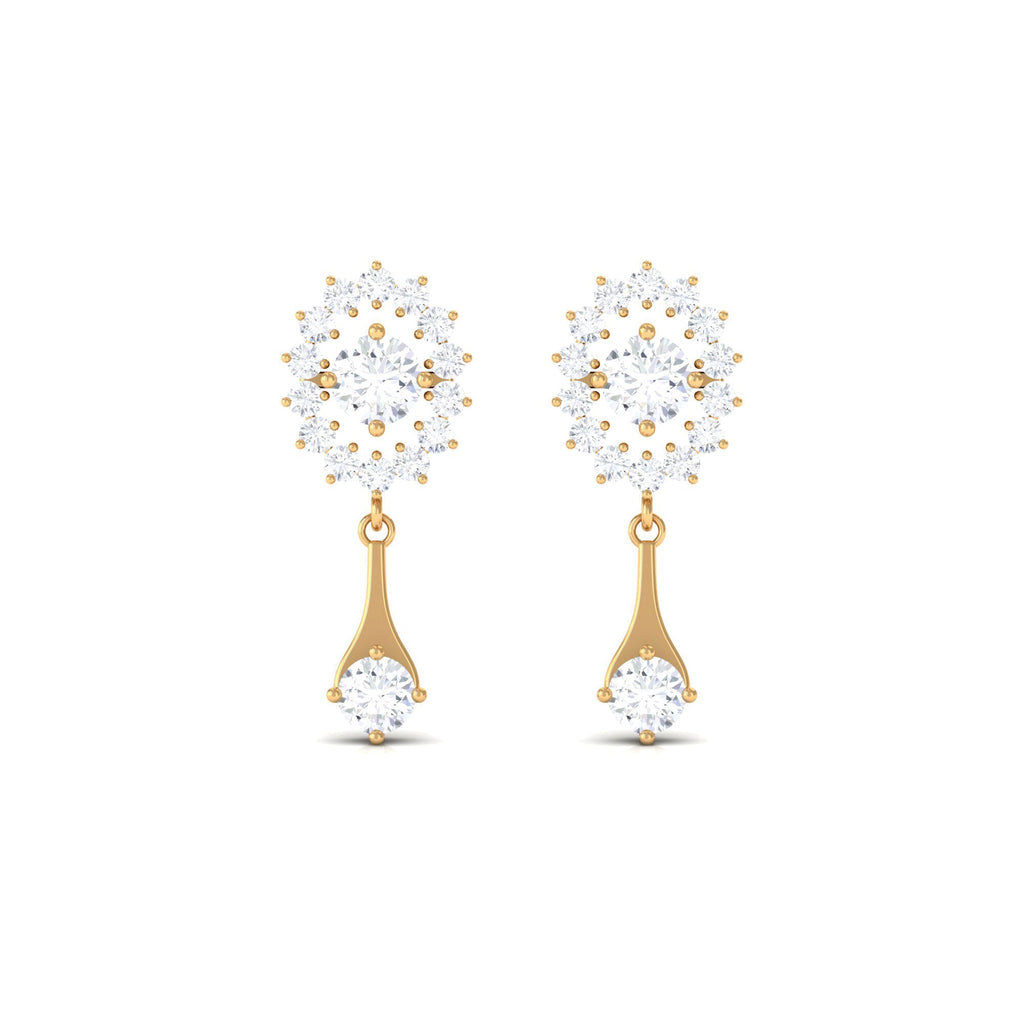 Natural Diamond Drop Dangle Earrings with Certificate