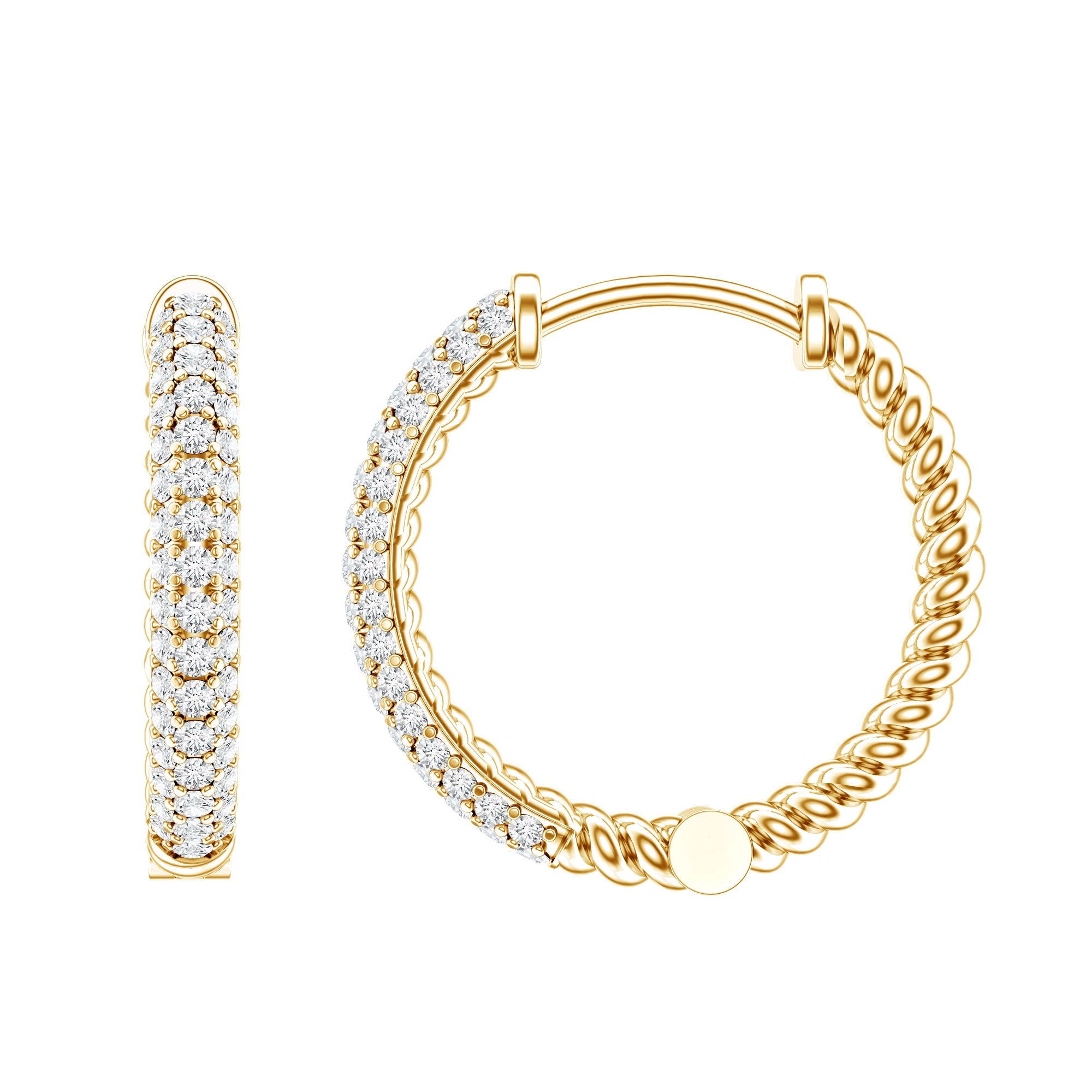Classic Diamond Hinged Hoop Earrings with Certificate
