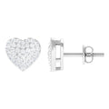 Natural Diamond Heart Earrings with Screw Back