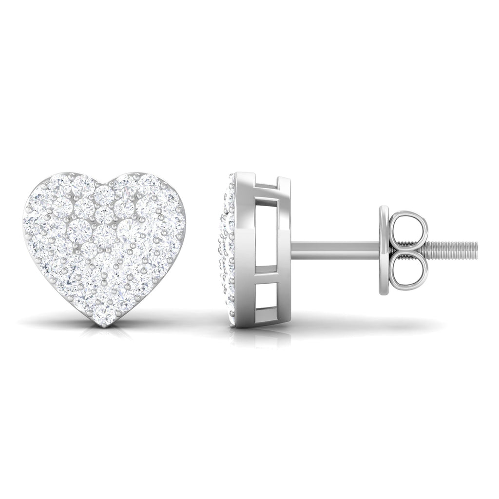 Natural Diamond Heart Earrings with Screw Back
