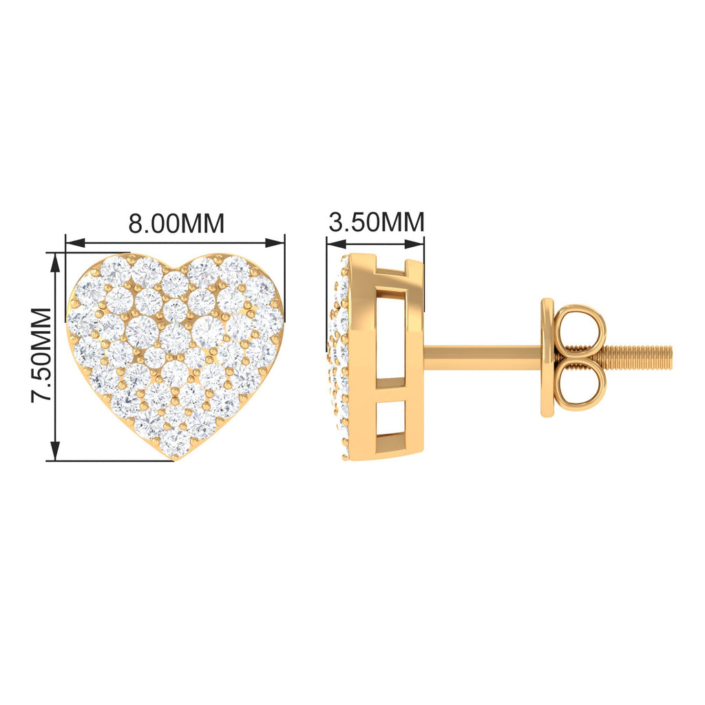 Natural Diamond Heart Earrings with Screw Back