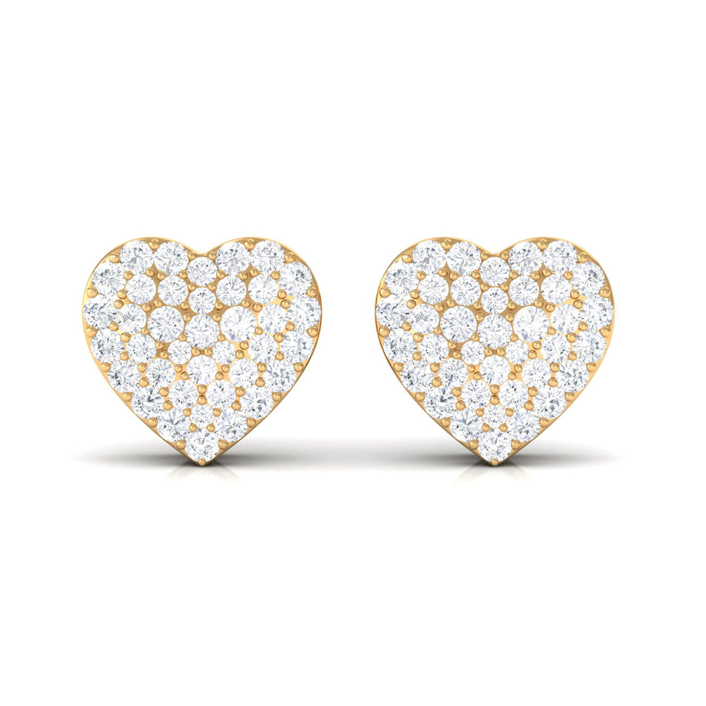 Natural Diamond Heart Earrings with Screw Back