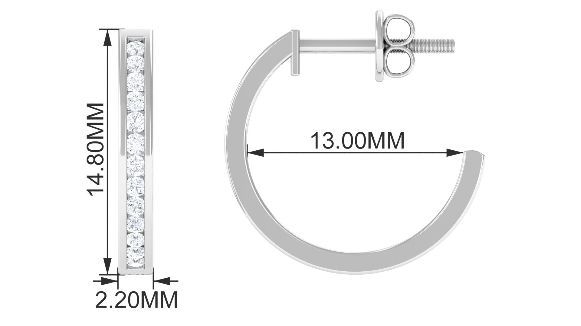 Diamond Hinged Hoop Earrings in Channel Setting