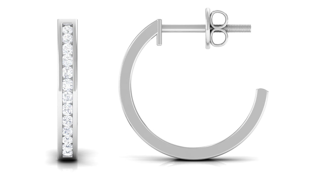 Diamond Hinged Hoop Earrings in Channel Setting