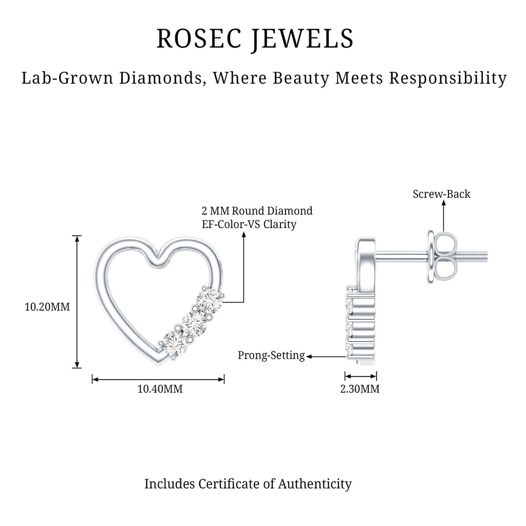 Diamond Heart Shape Stud Earring for Women