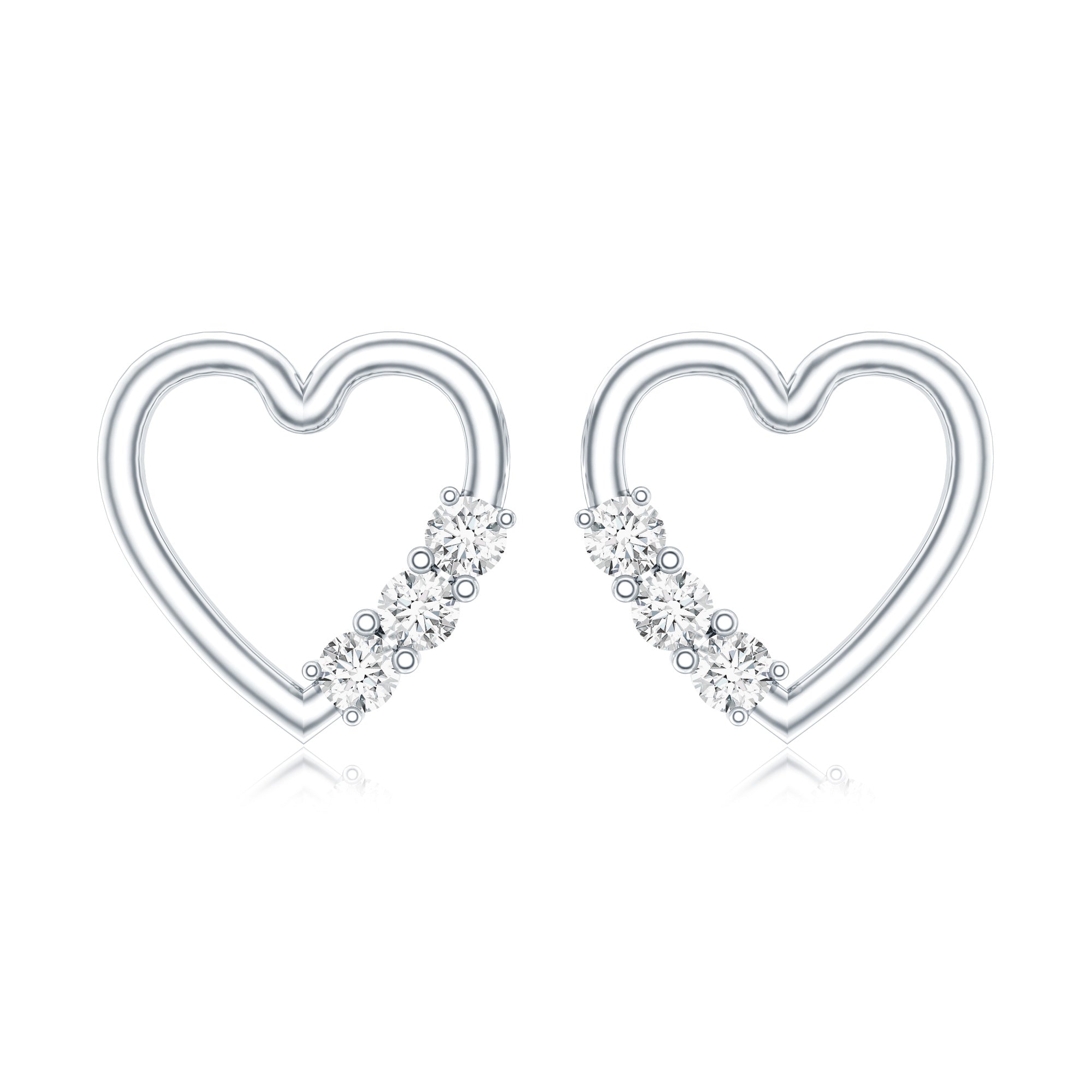 Diamond Heart Shape Stud Earring for Women