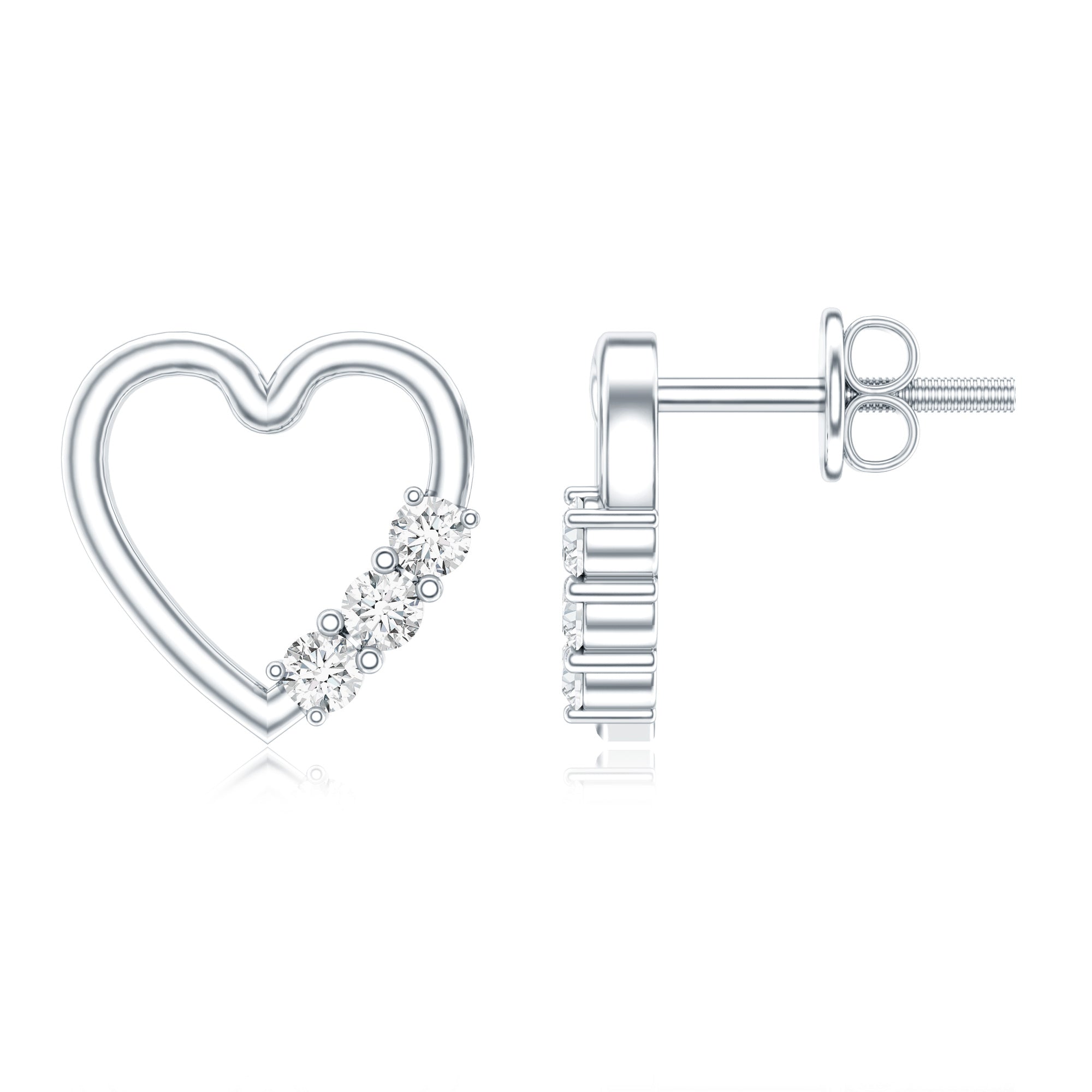 Diamond Heart Shape Stud Earring for Women