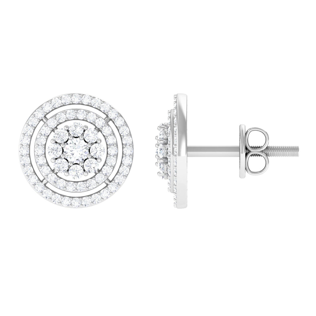 Flower Inspired Diamond Halo Stud Earrings
