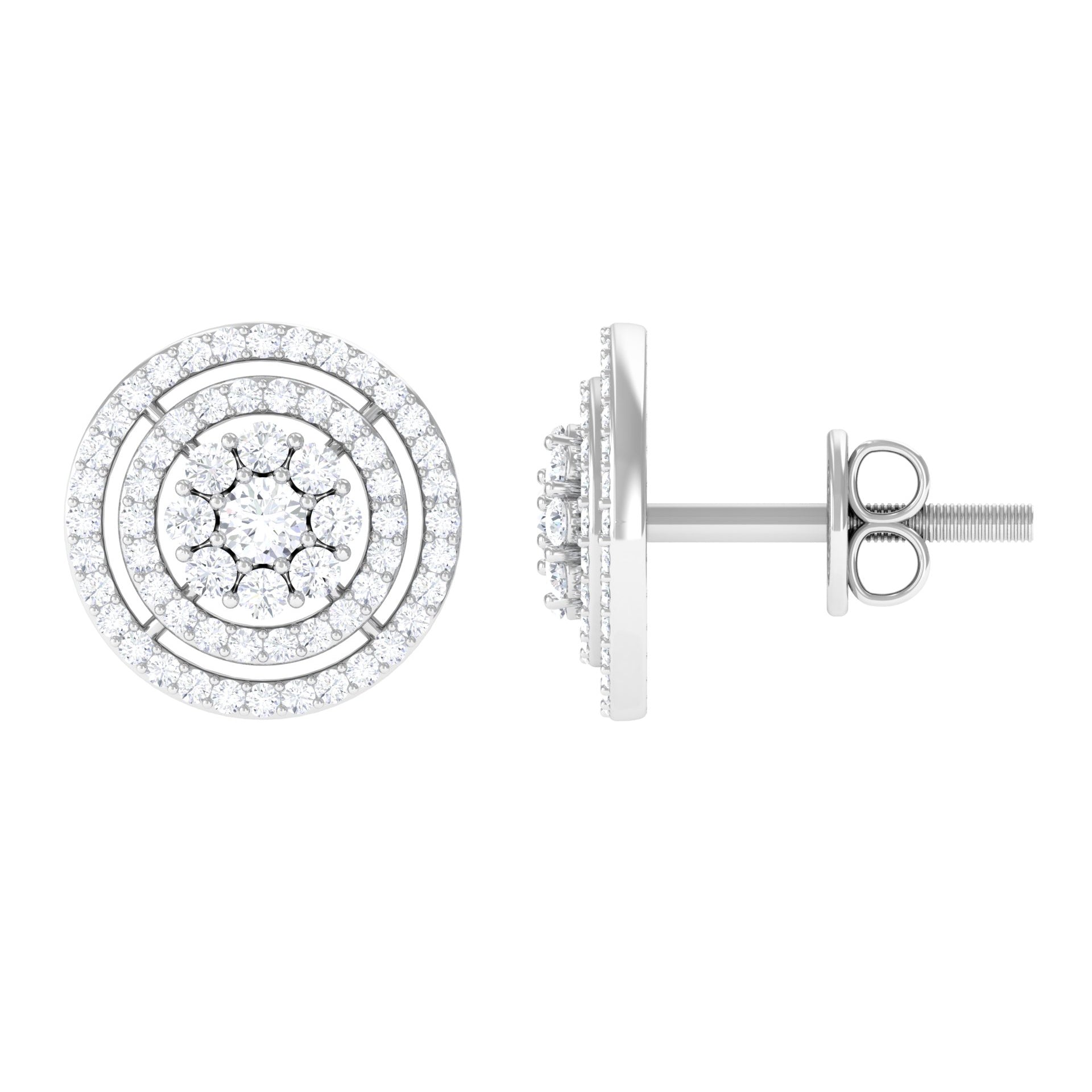 Flower Inspired Diamond Halo Stud Earrings